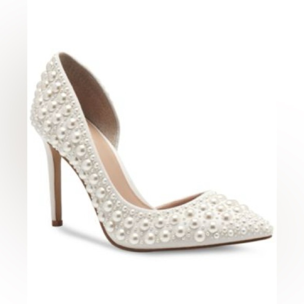INC International Concepts Pearl-Embellished Ivory High Heel Pump